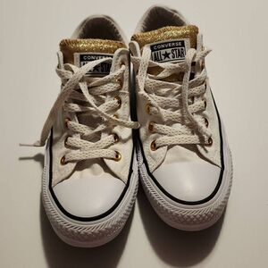 Converse Women's All Stars White and Gold Low Tops Size 8